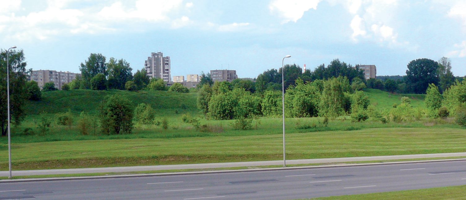 Šeškinės ozas nuo Ozo gatvės pusės 2010 m., už jo – Šeškinės daugiabučiai
